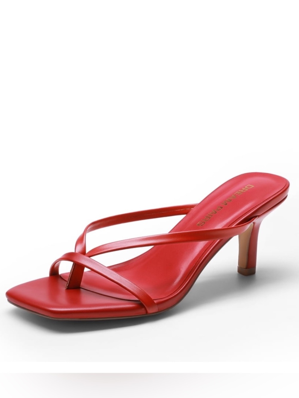 Red Kitten Heel Women Flip Flops Kitten Low Open Square Toe